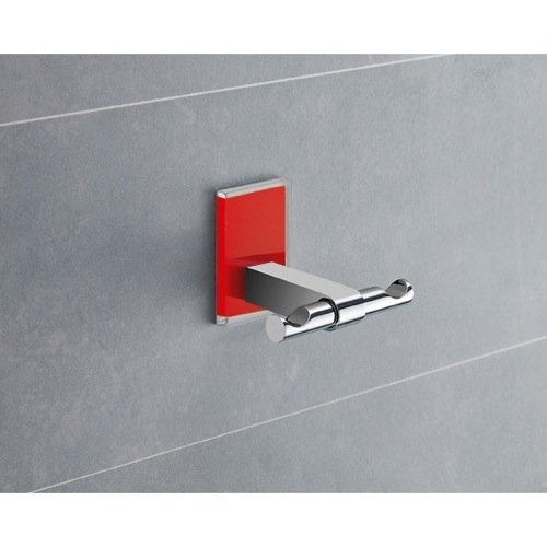 Bathroom Hook, Gedy 7826-06, Red Mounting Polished Chrome Double Hook 7826-06
